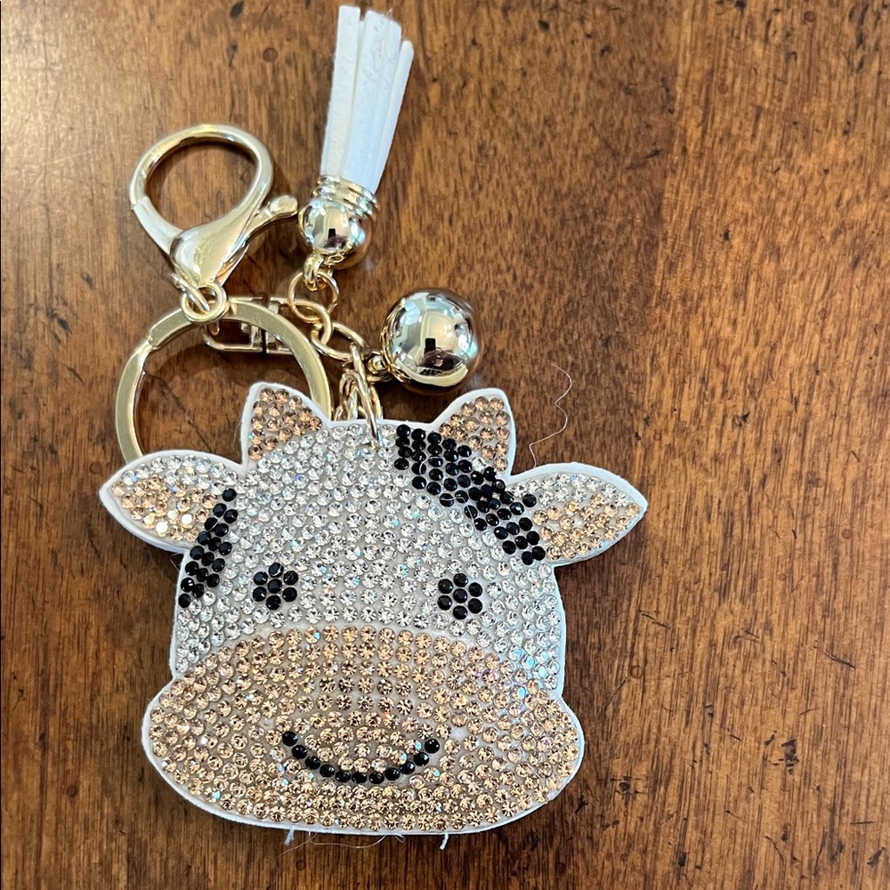 Sparkly Cow Keychain with Tassel